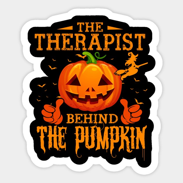 Mens The CHEF Behind The Pumpkin T shirt Funny Halloween T Shirt_THERAPIST Sticker by Sinclairmccallsavd